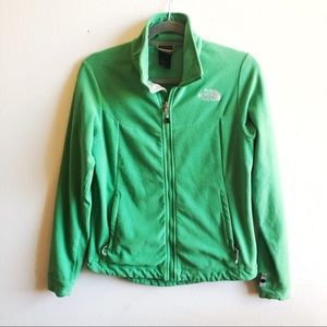 The North Face Fleece Kelly Green Full Zip Up Jacket Sz S GUC Pockets Embroidery